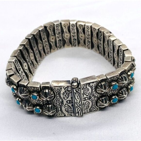 Konstantino Jewelry - SOLD!! Konstantino Sterling Silver Turquoise Panel Links Bracelet 6.75"